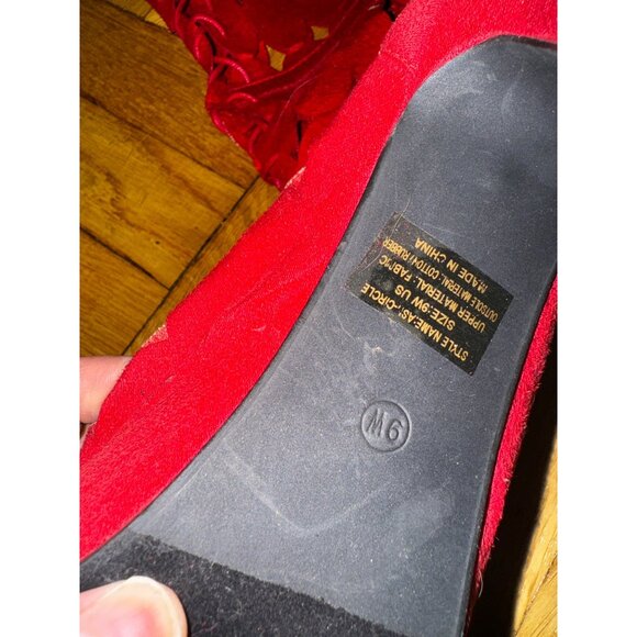 Red Wide Calf Gladiator Womens High Heel Boots Plus Size 9W Thigh High‎ Sexy HOT - Picture 8 of 9